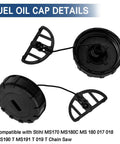 Gas Tank And Oil Filler Cap Replacement For Stihl MS170 MS180 Chainsaw 1130 350 0500 11303500500 Fits 017 018 Models