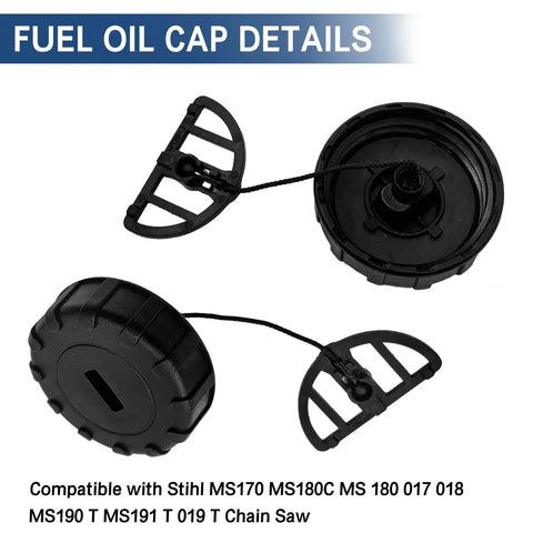 Gas Tank And Oil Filler Cap Replacement For Stihl MS170 MS180 Chainsaw 1130 350 0500 11303500500 Fits 017 018 Models
