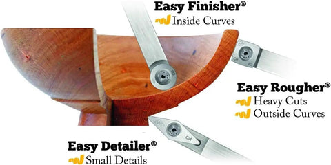 Mid Size Finisher Woodturning Tool With Replaceable Carbide Cutter Ci3 Round Head, tool detail for inside curves and edges