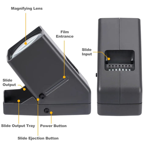 Ultimate 35mm Slide Viewer For Film Negatives And Mounted Slides With 3X Magnification And LED Illuminated Viewing USB Powered