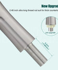 Close-up of 2.48 inch ultra long threaded rod for Brushed Nickel Single Handle Bathroom Faucet Heavy Duty Cold Water Design.