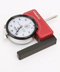 Dial Indicator Lathe Tool Post Holder With.0005 Inch Precision, red and black design, for CNC alignment, fits 3 and 4-jaw chucks.