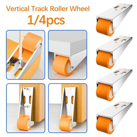 Premium Top Shelf Heavy Duty Vertical Track Roller Wheels With Tough Rubber Casters And Zero Sag Design For Smooth As Silk Sliding Door Glide On Scratch Proof Floors, showcasing installation angles and close-ups.