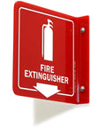 Fire Extinguisher Projecting Sign With Down Arrow 6 Inch Polished Acrylic Visible From Both Directions L Bend Wall Mount 120 Mil High Impact Signage
