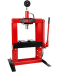 Heavy Duty 12 Ton Hydraulic H Frame Shop Press For Garage Floor And Benchtop Use With Adjustable Bed Stamping Plates Pressure Gauge And Manual Hand Pump Red
