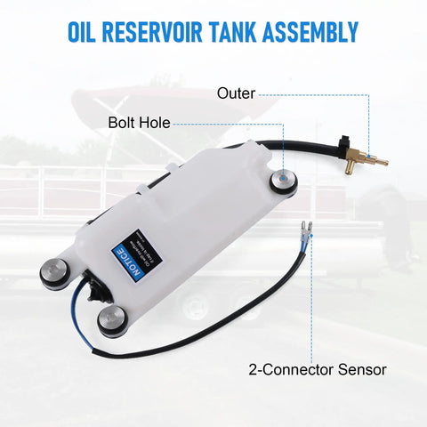 Oil Reservoir Tank Assembly 1200-8M0063190 Replacement For Outboard Marine Engines 2000 2014, with bolt hole and sensor