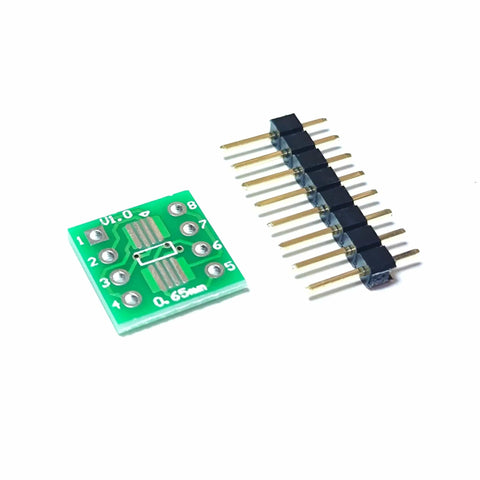 SOP8 To DIP8 PCB Adapter Kit With FR4 Prototyping Board, Double-Sided Gold-Plated Pins, 0.65mm pin pitch, SMD converter