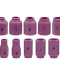 Ceramic nozzles for Stubby Gas Lens TIG Welding Torch Kit No Ten Glass Cup for WP 17 18 26 in various sizes.