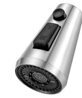 Top Shelf Pull Down Faucet Sprayer Head Replacement Heavy Duty Rust Resistant Stainless Steel with button and nozzle details.