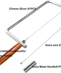 7.5 Inch Badass Cheese Slicer Kit Stainless Steel Wire Cutter With Wood Handle Killer Sharpness, includes extra wires.