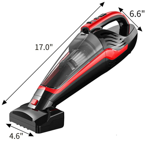 Pet Hair Handheld Vacuum Cordless With Rechargeable Battery Motorized Brush And Reusable Filters Multi Attachments Red