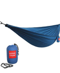 Ultralight Camping Hammock 12 Oz Lightweight Blue Portable Ripstop Polyester 96 By 46 Inch Solo Lounger with pouch and clips