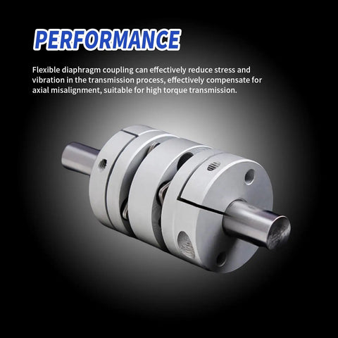 Performance view of Flexible Diaphragm Coupling 11Mm To 15Mm Bore D39 L49 Aluminum Two Diaphragm Motor Shaft Coupler