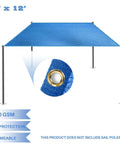 7 Foot By 12 Foot Sun Shade Sail With Straight Edge 240GSM Canopy Shade Cover Featuring D Ring Grommets UV Block Breathable Outdoor Shade For Pergola Garden Patio Deck Backyard Blue displayed with D-Ring and UV protection features.