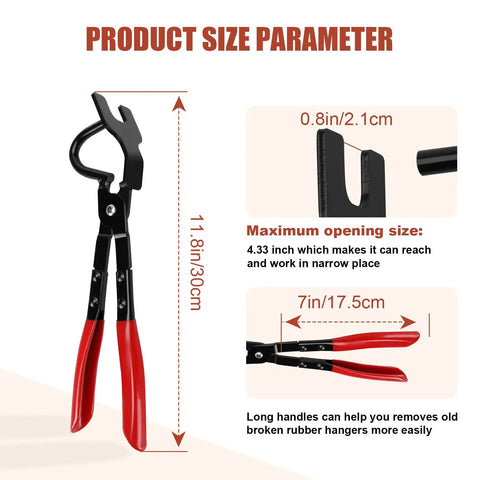 Universal Exhaust Hanger Removal Pliers And Heavy Duty Rubber Hanger Kit Made Of Carbon Steel For Quick Muffler Jobs With Anti Rust Coating To Save Time On Any Car Repair Project