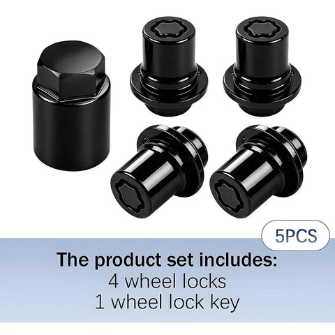 Premium Anti-theft Wheel Lock Lug Nut Set Fits Toyota Celica Es330 Es350 High-strength Chrome And Black Alloy Replacement Hardware Kit With One Custom Key For Secure Tire Protection, 5 pcs