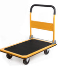 Heavy Duty Foldable Platform Truck With 880 Lb Capacity For Large Loads, Space Saving Push Cart, Yellow Portable Utility Cart