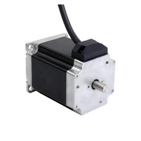 Total Game Changer Nema 23 Stepper Motor With Dual Shaft And Precision Windings To Handle Heavy Cutting Tasks Without The Stress Or Thermal Drift Ideal For Cnc Fabrication And 3d Printing Projects Running Breezy, showing compact design and silver and black finish.