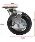 8 Inch Heavy Duty Swivel Caster Wheel Built Tough With Non Marking Polyurethane Tread Dual Locking Brakes Double Ball Bearing side view