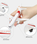 Hand holding Algerie 1/400 Plastic Airplane Model For Collectors And Display, showing detailed engines and airline logo close-ups.