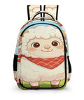 Smiling Sheep Wearing A Scarf Printed Unisex Backpack With Large Capacity For Daily Use Durable Polyester Build