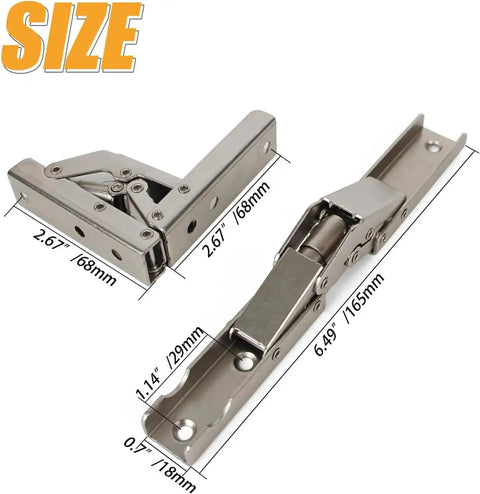 Straight Up Heavy Duty Folding Shelf Bracket With Extendable Wall Mount Support Hinge, Rock Solid Cold Rolled Steel Corrosion Resistant Construction For No Sweat Install, 2 Pack Silver measurement display.