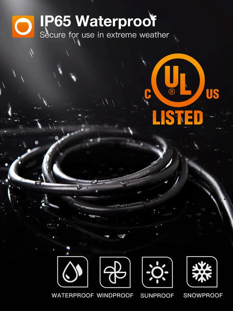 100 Ft Outdoor Extension Cord Waterproof And All Weather 16 Gauge 3 Prong Copper Plug Flexible UL Listed Heavy Duty Cord