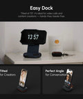 DSLR Style Phone Battery Grip with Built In Power Bank and Qi Wireless Charging on a desk in easy dock position