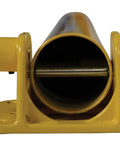 Hella Sturdy Heavy Duty Steel Fold Down Vehicle Safety Bollard With Reflective Warning Bands lockable top eyelet side view.