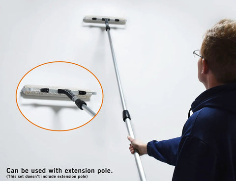 Person using 18 Inch Paint Roller Kit With Adjustable Frame 12 To 18 Inches, Three 18 Inch Microfiber Roller Covers And 18 Inch Paint Tray