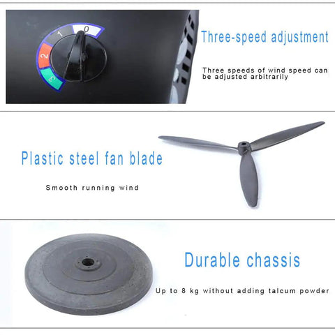 Heavy Duty Industrial Oscillating Tower Fan With Three Speed Big Time Airflow And One Click Auto Swinging Head Built Like A Tank For Workshop Shifts And Backyard Hangouts In Matte Black showing three-speed adjustment dial, plastic fan blade, and durable chassis.