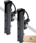 No Sweat Clamp On Bike Fishing Pole Holder And Motorcycle Rod Mount With Anti Skid Silicone Grip, pack of 2, black polymer.