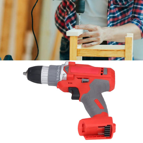 Rugged Reliable Heavy Duty Cordless Drill Driver Featuring Dual Mode Switch And 25 Custom Torque Stops For No Sweat Assembly and Smooth Sail Home Repair Pro Jobs, red and gray design.