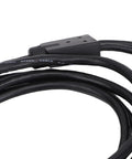 Slick No Sweat Plug And Play Universal Printer Cable 2 In 1 Design With 24V Power Usb To Usb Type B Plus 3 Pin Din Adapter close-up view of black cable.