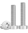 Premium 304 Stainless Steel Cheese Head Cross Recessed Screws M6 M8 Thin Low Head Machine Bolts with silver finish, 5-piece set.