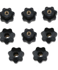 M6 x 32mm Female Thread Star Knob Clamp Nut Plastic T Track Knobs Black 8 Pack Durable Brass Core, Smooth Grip, Anti Aging
