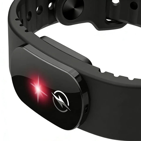 Black adjustable anti static wrist strap with conductive fiber technology for stable body charge and grounding; silicone waterproof bracelet with glowing indicator.