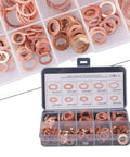 Heavy Duty 200 Piece Red Copper Flat Washer Assortment Kit Metric Sizes M5 To M14, copper washers in storage case