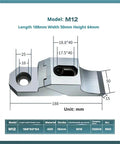 Diagram of Side Fixture Clamp For M8 To M16 - Fixed Precision Vise Frog Clamps For Flat End Bench Vice Workholding Fixturing, Beefy M12 Heavy Holding Clamp Set For CNC, showing dimensions and specifications.