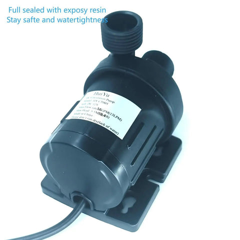 Rugged Dc Twelve Volt Submersible Water Pump For Hot Water Circulation Smooth Operator Motor with black finish and sealed design.
