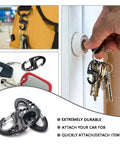12 Pack 2 Inch Plastic S Carabiner Clips Dual Carabiner Keychain Hooks For Backpacks Bags And Zippers, shown on keys and bag