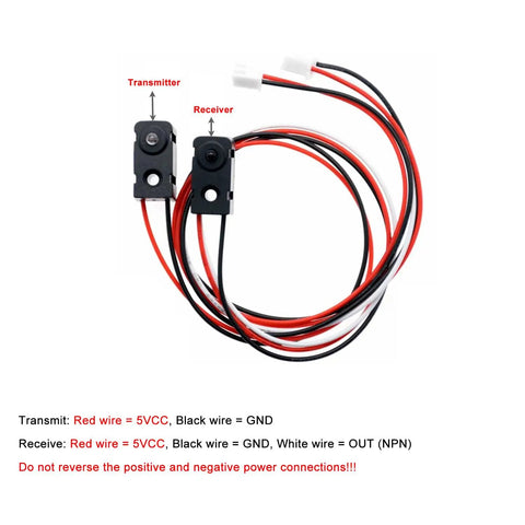 Break Beam Sensor Kit With Dope 3mm LEDs Through Beam Photoelectric Switch for 50cm Range showing transmitter and receiver with wires.