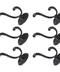 Heavy Duty Double Claw Wall Hooks, Vintage Style Metal Coat Racks With Full Setup Kit, set of six black hooks