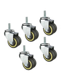 Five Piece Rollerblade Caster Wheels Featuring Smooth Tpe Rubber Rollers Quick M8 M10 M12 Stem Swap for office chairs.
