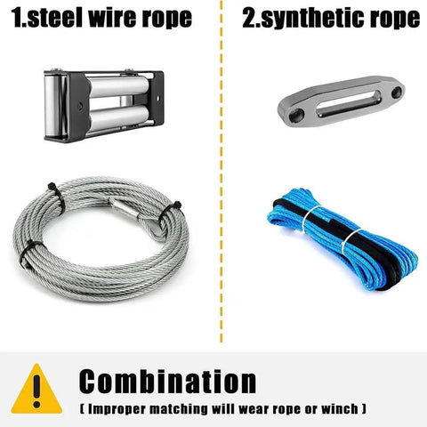 6 Inch Winch Roller Fairlead Cable Guide For 4000-5500 Lbs UTV Winches Beefy Built Synthetic Rope Protector Reduces Friction Smooth Durable Roller Fairlead For Off Roading Adventures, shown with steel wire and synthetic rope