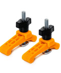 Two Pack Mini Hold Down Clamps For T Track Systems Three And A Quarter Inch Long By Three Quarters Inch Wide Includes Two And A Half Inch T Track Bolts Thumb Knobs And Swivels Ideal For CNC Machines Table Saw Sleds Drill Presses And Workbenches