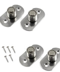 4 Piece Sliding Door Roller Guide Wheel Set With Stainless Steel Frame, Floor Guide Rollers For Furniture, 12mm Diameter By 15mm High Wheels With 38x20mm Base Plates, Durable Construction shown with screws