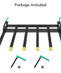Heavy Duty Clamp On Debris Forks For 60 Inch Buckets, 4000 Lb Capacity Pallet Fork Attachments For Loader, Skid Steer, Tractor Easy On Off Design