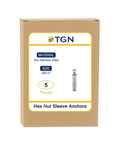 Packaging of Three Eighths Inch Hex Nut Sleeve Anchors 3 Inch Length 5 Pack 304 Stainless Steel Silver Finish For Concrete Drywall Brick And Block Walls Durable Anchor Fasteners For Reliable Hold In Masonry And Structural Applications