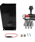 Complete PTO Switch Kit For Dump Trucks With 6 Hole 4 Gear Switch, control valve, box, and fittings displayed.